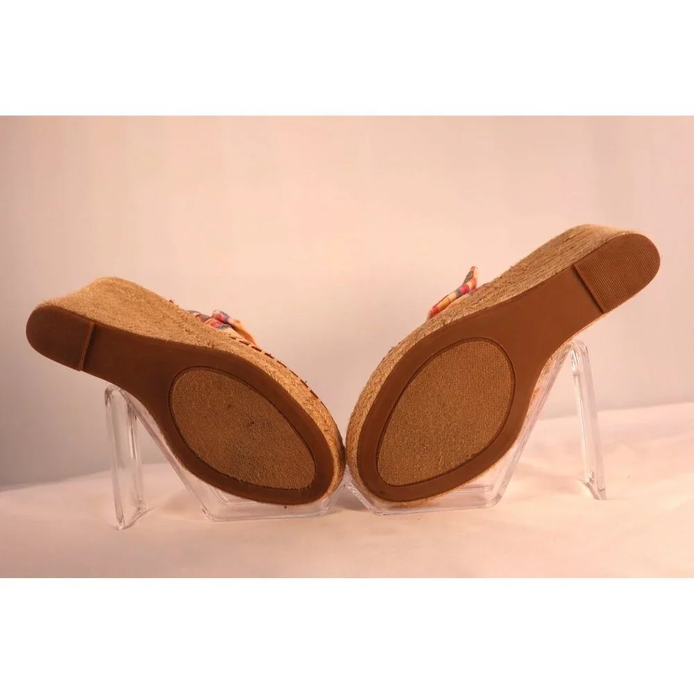 Sugar‎ By Striped Knotted Wedge Sandals Size 7.5
